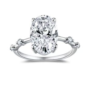 4.5 Carat D Color Oval Cut Moissanite  Ring