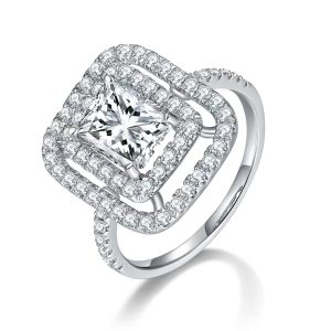 2 Carat D Color Radiant Cut Moissanite  Ring