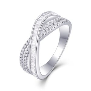 S925 Silver Cross Moissanite Ring