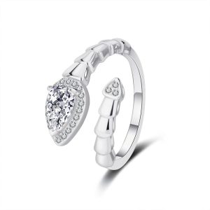 S925 Silver 1 Carat Snake Shaped Moissanite Ring
