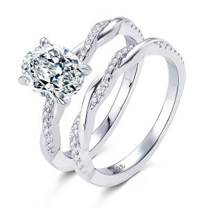S925 2 Carat Pigeon Egg Twist Moissanite Ring